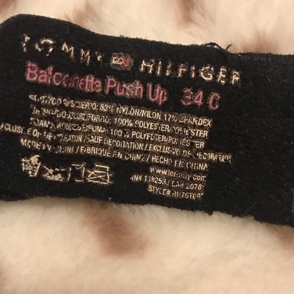 Tommy Hilfiger 34C push up Balconette bra black with gray polkadots and lace - Picture 6 of 8